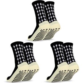 L04AYABY Grip Socks Soccer Mens Athletic Socks Non Slip Crew Socks for Men Cushioned Running Football Socks 1/3/4 Pack