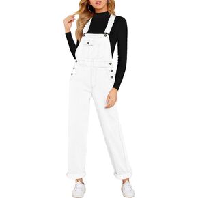 Vetinee Womens Overalls Denim Stretch Straight Leg Jeans Overall Regular Fit Bib Jean Jumpsuits Comfy Adjustable Straps