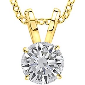0.5 Carat 14K White Gold Round Diamond 4 Prong Solitaire Pendant Necklace J Color I2 Clarity w/ 18" Silver Chain in Saudi Arabia