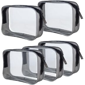 Wobe 5 Packs Clear Cosmetics Bag TSA Approved, PVC Zippered Toiletry Carry Pouch Portable Makeup Bag for Vacation Travel, Bathroom and Organizing Waterproof Makeup Vinyl Case (Medium, White) in Saudi Arabia