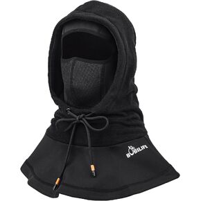 Thermal Winter Double Thickened Balaclava -Full Face Cold Weather Fleece Ski Hat Cap Face Mask Hood for Outdoors Skiing Cycling Black in Saudi Arabia