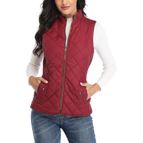 MISS MOLY Women Lightweight Quilted Padded Vest Stand Collar Zip Up Front Gilet Quilted in Kuwait