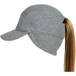 FETHAR Womens Athletic Winter Hat with Ponytail Hole - Fleece Running Hat for Womens