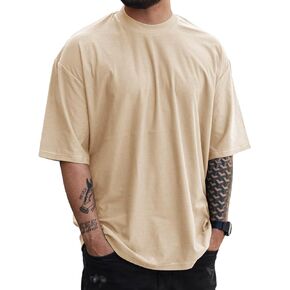 YawYews Mens Fashion Short Sleeve Tshirts Workout Oversize Pullover Solid Color Casual Tees