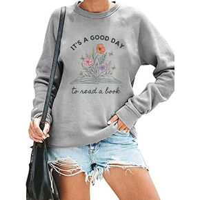 Teacher Shirt Women Book Lovers Sweatshirt Funny Graphic Shirts Long Sleeve Reading Book Gift Top