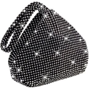 CROWN GUIDE Women Rhinestone Crystal Evening Clutch Bag With Wristlet Wedding Prom Party Purse Handbags