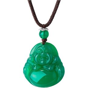 قلادة بوذا قلادة حجر اليشم الأخضر تاليسمان شفاء كريستال قلادة للنساء in Kuwait