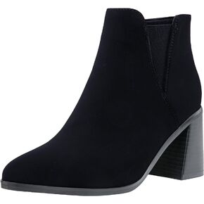 Vepose Women's 9631 Chunky Heel Ankle Boots Pointed Toe Block Heeled Chelsea Booties+with Side Zipper