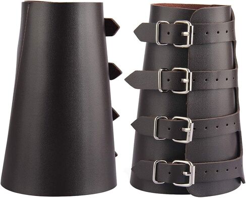Viking Bracers Faux Leather Arm Guards Gauntlet Wristband Leather Vambraces Medieval Arm Bracers Arm Armor Knight LARP 2PCS in Kuwait