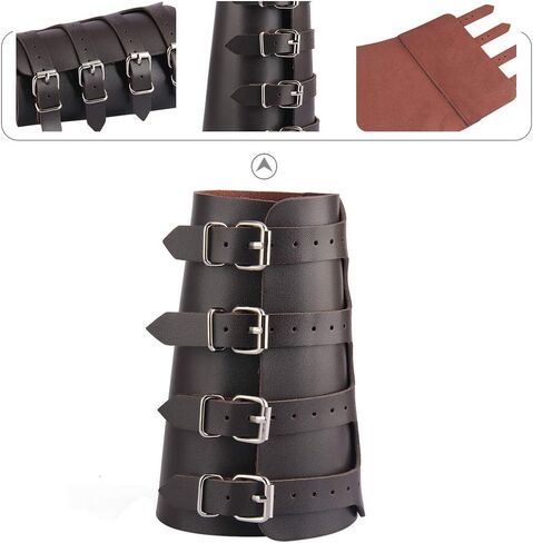 Viking Bracers Faux Leather Arm Guards Gauntlet Wristband Leather Vambraces Medieval Arm Bracers Arm Armor Knight LARP 2PCS in Kuwait
