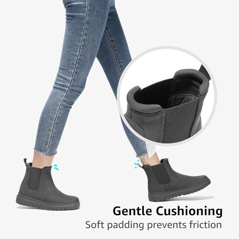 حذاء نسائي من Bacia مريح للكاحل عالي المرونة سهل الارتداء، حذاء تشيلسي للخريف من الجلد السويدي الأنيق in Kuwait