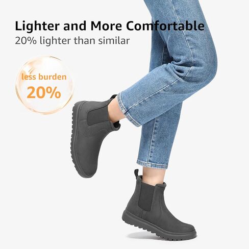 حذاء نسائي من Bacia مريح للكاحل عالي المرونة سهل الارتداء، حذاء تشيلسي للخريف من الجلد السويدي الأنيق in Kuwait