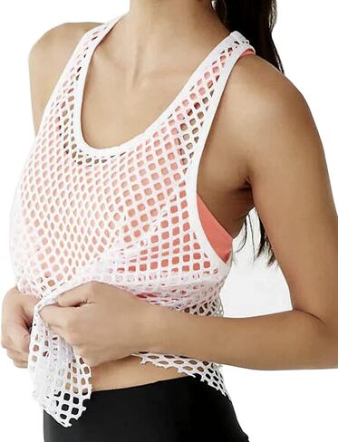 CLOZOZ Fishnet Tank Tops Women Mesh Top See Through Tops for Women Trendy Going Out Tops in Kuwait