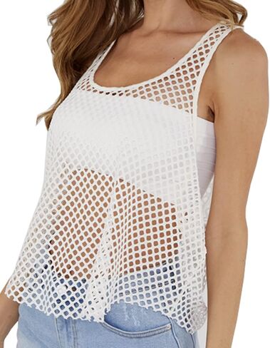 CLOZOZ Fishnet Tank Tops Women Mesh Top See Through Tops for Women Trendy Going Out Tops in Kuwait