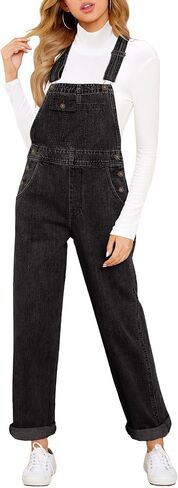 Vetinee Womens Overalls Denim Stretch Straight Leg Jeans Overall Regular Fit Bib Jean Jumpsuits Comfy Adjustable Straps in Kuwait