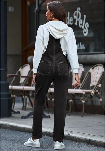Vetinee Womens Overalls Denim Stretch Straight Leg Jeans Overall Regular Fit Bib Jean Jumpsuits Comfy Adjustable Straps in Kuwait