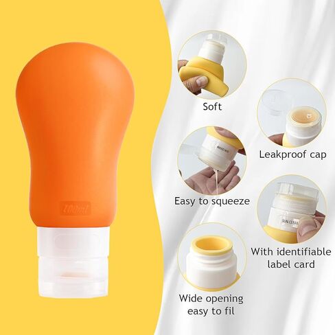 Fiwzzdur 24 مجموعة زجاجات بحجم السفر لمستلزمات الزينة، حاويات أدوات الزينة المعتمدة من إدارة أمن المواصلات الأمريكية للسفر، مجموعة برطمانات سفر من السيليكون المحمولة مانعة للتسرب وقابلة للعصر للعطور والشامبو والبلسم in Kuwait