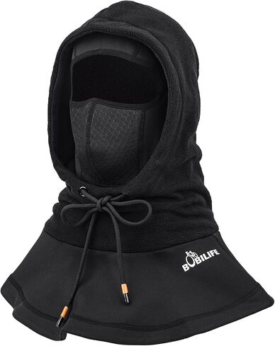 Thermal Winter Double Thickened Balaclava -Full Face Cold Weather Fleece Ski Hat Cap Face Mask Hood for Outdoors Skiing Cycling Black in Saudi Arabia