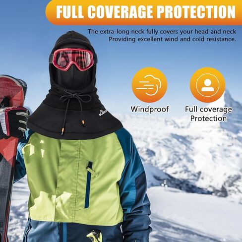 Thermal Winter Double Thickened Balaclava -Full Face Cold Weather Fleece Ski Hat Cap Face Mask Hood for Outdoors Skiing Cycling Black in Saudi Arabia