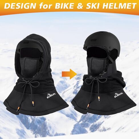 Thermal Winter Double Thickened Balaclava -Full Face Cold Weather Fleece Ski Hat Cap Face Mask Hood for Outdoors Skiing Cycling Black in Saudi Arabia