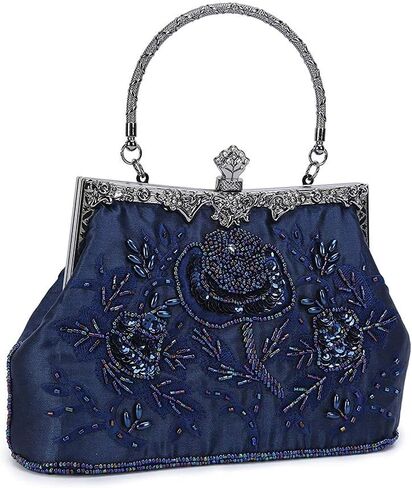 KISSCHIC Women's Handbag Vintage Rose Embroidered Beaded Sequin Evening Bag Wedding Party Clutch Purse in Kuwait