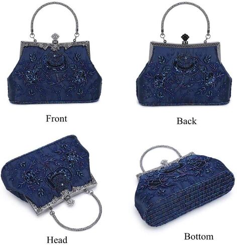 KISSCHIC Women's Handbag Vintage Rose Embroidered Beaded Sequin Evening Bag Wedding Party Clutch Purse in Kuwait