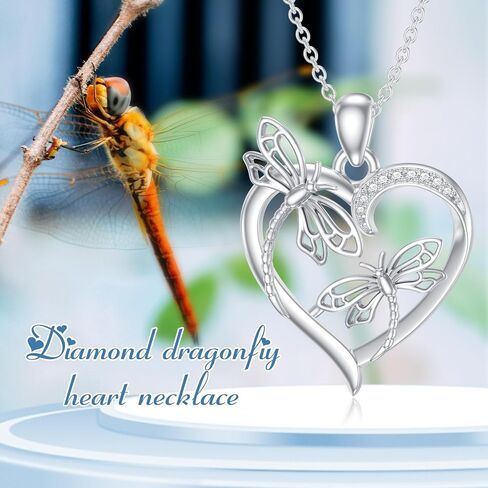 LWXIE Diamond Dragonfly Necklace for Women in Sterling Silver Dragonfly Pendant Necklace Diamond Jewelry Gifts for Girls Wife Girlfriend in Kuwait