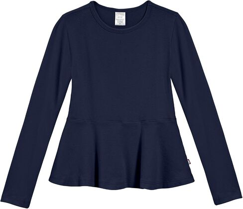 City Threads Big Girls' Cotton Long Sleeve Peplum Top Blouse Shirt for School in Saudi Arabia