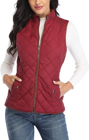 MISS MOLY Women Lightweight Quilted Padded Vest Stand Collar Zip Up Front Gilet Quilted in Kuwait