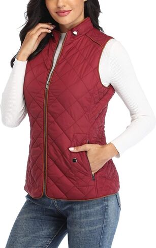 MISS MOLY Women Lightweight Quilted Padded Vest Stand Collar Zip Up Front Gilet Quilted in Kuwait