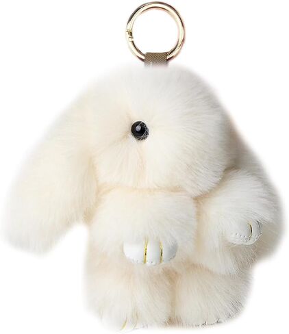 Unpafcxddyig Bunny Keychain Cute Rex Rabbit Faux Fur Keychain Car Handbag Keyring in Kuwait