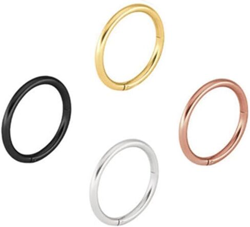 16G 18G 20G Stainless Steel Hinged Clicker Segment Septum Nose Lip Ring Hoop Cartilage Tragus Sleeper Earrings Body Piercing Jewelry for Women Men 6mm 7mm 8mm 9mm 10mm Mix Colors A Set in Kuwait