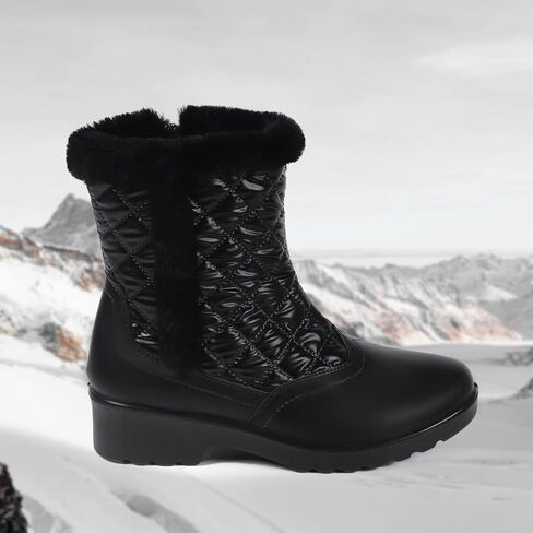 ADAMUMU أحذية الشتاء للنساء بطانة الفراء بطانة مقاوم للماء معزول أحذية الثلوج المضادة للانزلاق أحذية للمشي في الهواء الطلق في الشتاء in Kuwait