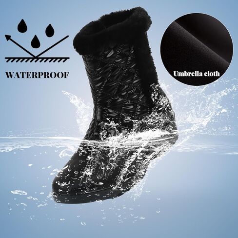 ADAMUMU أحذية الشتاء للنساء بطانة الفراء بطانة مقاوم للماء معزول أحذية الثلوج المضادة للانزلاق أحذية للمشي في الهواء الطلق في الشتاء in Kuwait