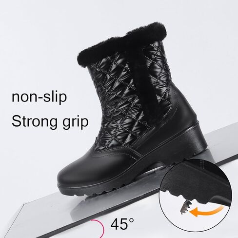ADAMUMU أحذية الشتاء للنساء بطانة الفراء بطانة مقاوم للماء معزول أحذية الثلوج المضادة للانزلاق أحذية للمشي في الهواء الطلق في الشتاء in Kuwait