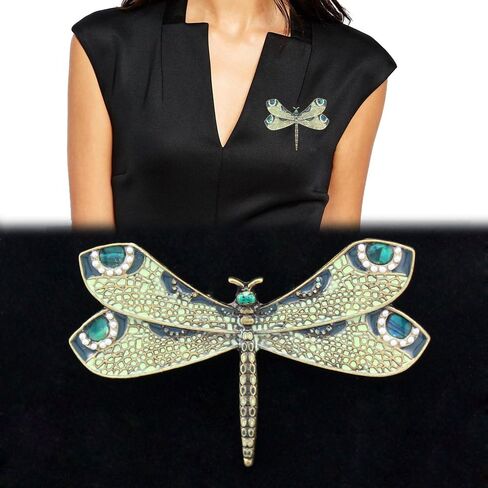 Q&Q Fashion Retro Art Nouveau Victorian Dragonfly Simulated - Pearl Wing French Lapel Brooch Pin Badge in Kuwait