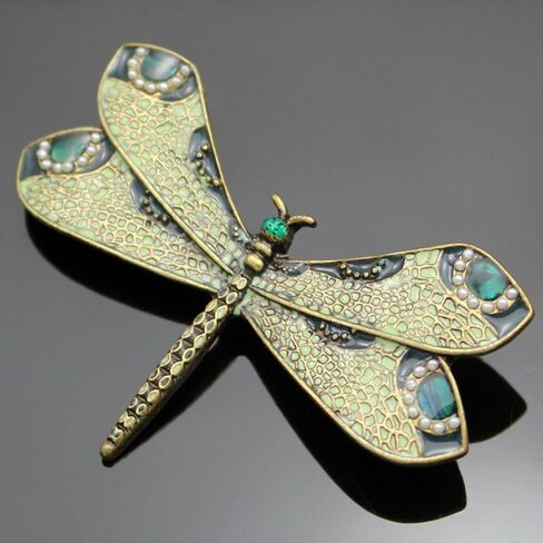 Q&Q Fashion Retro Art Nouveau Victorian Dragonfly Simulated - Pearl Wing French Lapel Brooch Pin Badge in Kuwait