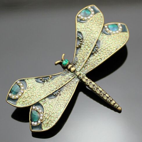 Q&Q Fashion Retro Art Nouveau Victorian Dragonfly Simulated - Pearl Wing French Lapel Brooch Pin Badge in Kuwait