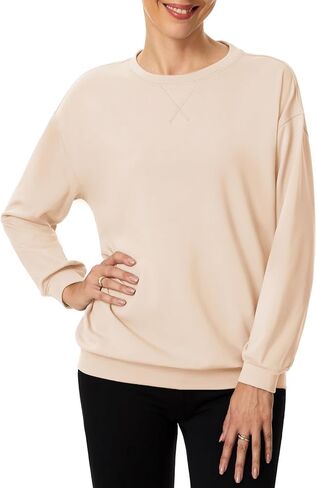 Tapata Womens Crewneck Sweatshirts Pullover Sweatshirt Soft Comfortable Grandma Top Drop Shoulder Elderly Women Loose Fit in Kuwait