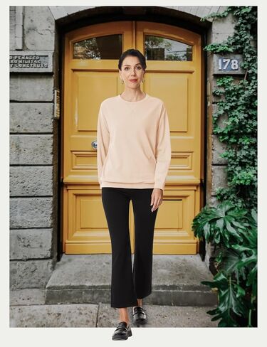 Tapata Womens Crewneck Sweatshirts Pullover Sweatshirt Soft Comfortable Grandma Top Drop Shoulder Elderly Women Loose Fit in Kuwait