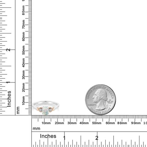 خاتم Gem Stone King من الفضة الإسترليني عيار 925 والذهب الوردي عيار 10 قيراط والأوبال الأبيض مع خاتم ألماس للنساء (0.63 قيراط، حجر ميلاد الأحجار الكريمة، متوفر بمقاس 5، 6، 7، 8، 9) in Kuwait
