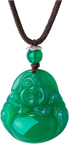 قلادة بوذا قلادة حجر اليشم الأخضر تاليسمان شفاء كريستال قلادة للنساء in Kuwait