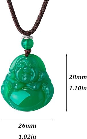 قلادة بوذا قلادة حجر اليشم الأخضر تاليسمان شفاء كريستال قلادة للنساء in Kuwait