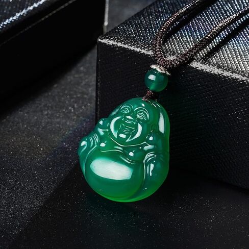 قلادة بوذا قلادة حجر اليشم الأخضر تاليسمان شفاء كريستال قلادة للنساء in Kuwait