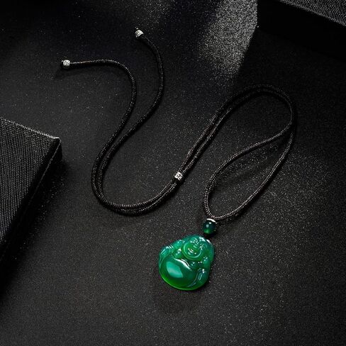 قلادة بوذا قلادة حجر اليشم الأخضر تاليسمان شفاء كريستال قلادة للنساء in Kuwait