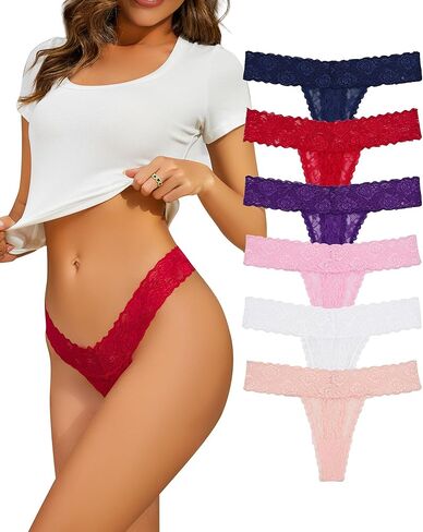Sunm Boutique Lace Thongs For Women Sexy Underwear Seamless Thongs Soft Stretch Womens Thong Underwear 3/5/6/10 Pack in Saudi Arabia