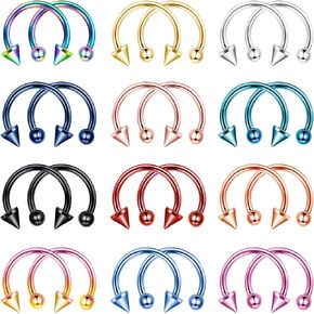 JOERICA 24-30PCS 16G Horseshoe Septum Rings Stainless Steel Nose Circular Barbells Rings Cartilage Tragus Helix Eyebrow Daith Earring Piercings Body Jewelry Ball and Arrow 8mm/10mm