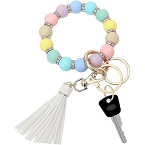 سوار حلقة مفاتيح من السيليكون للنساء من كلاود باي، حامل مفاتيح على شكل سوار مرن مطرز بالخرز in Kuwait