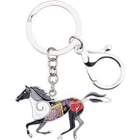 BONSNY Enamel Metal Horse Key chains For Women Girls Gifts Car Purse Animal Pendant Charms