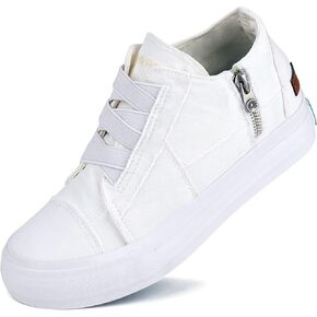 JENN ARDOR Wedge Sneakers for Women Fashion Canvas Shoes Casual Platform Hidden Heel Womens Slip On Sneaker Non Slip Side Zipper in Saudi Arabia